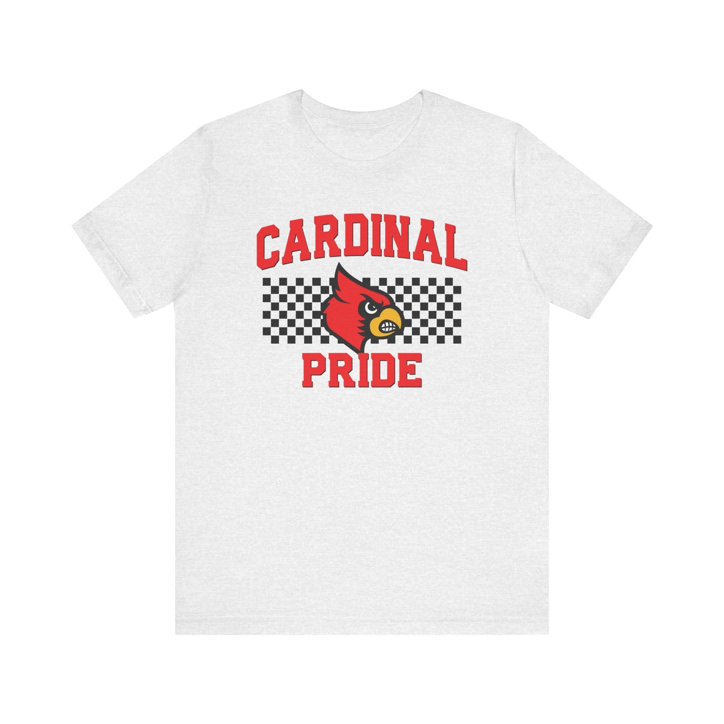 Cardinal Pride Black and White Checkerboard - Bella + Canvas Short Sleeve Tee