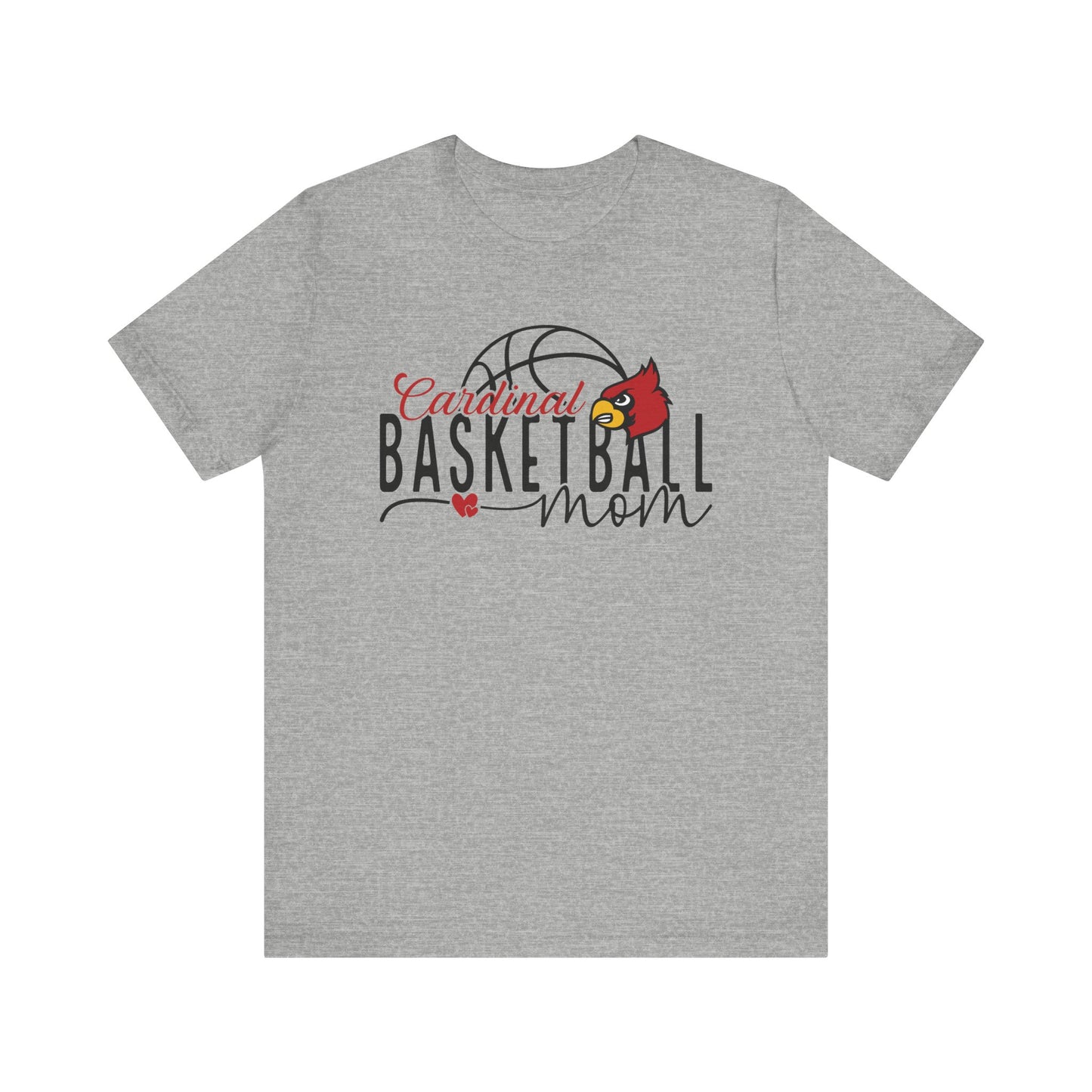 Cardinal Basketball Mom Hearts - Bella + Canvas Short Sleeve Tee