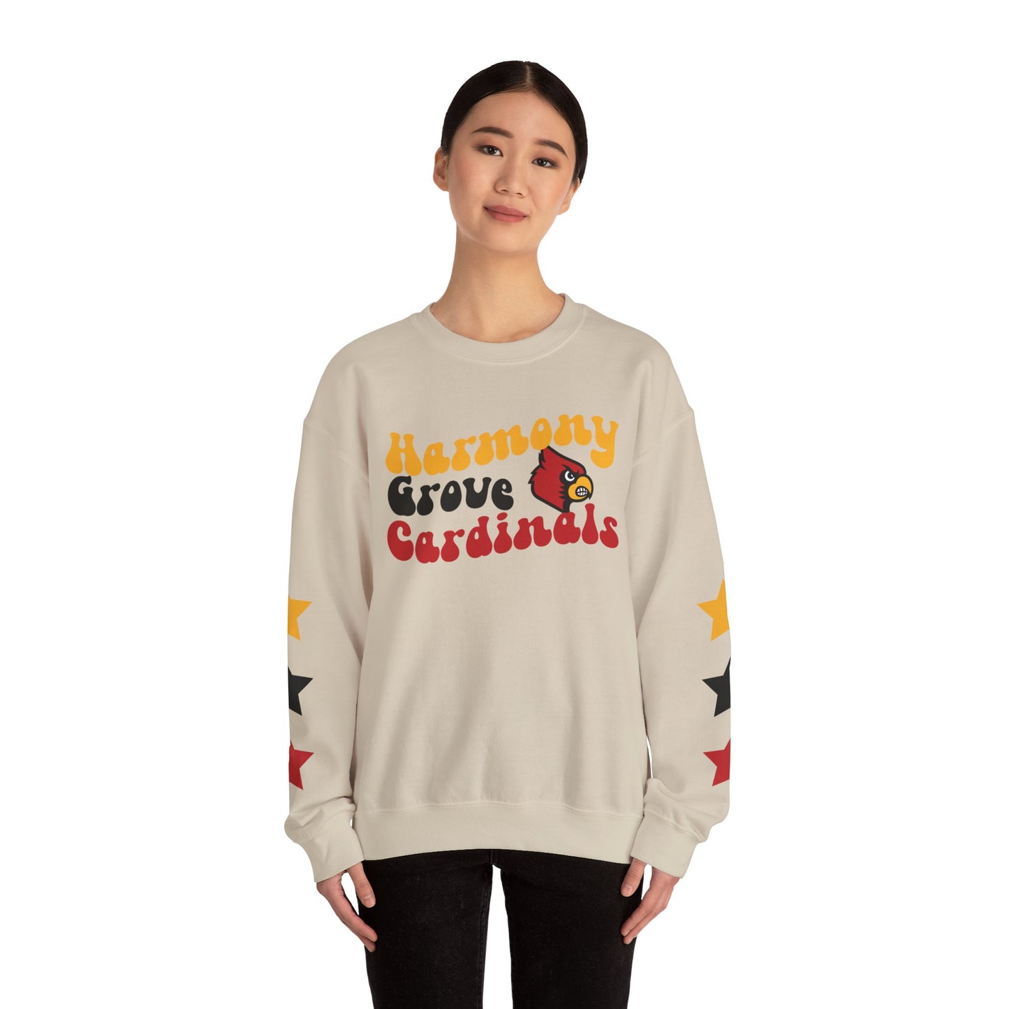 Harmony Grove Cardinals Star Sleeves - Unisex Heavy Blend™ Crewneck Sweatshirt