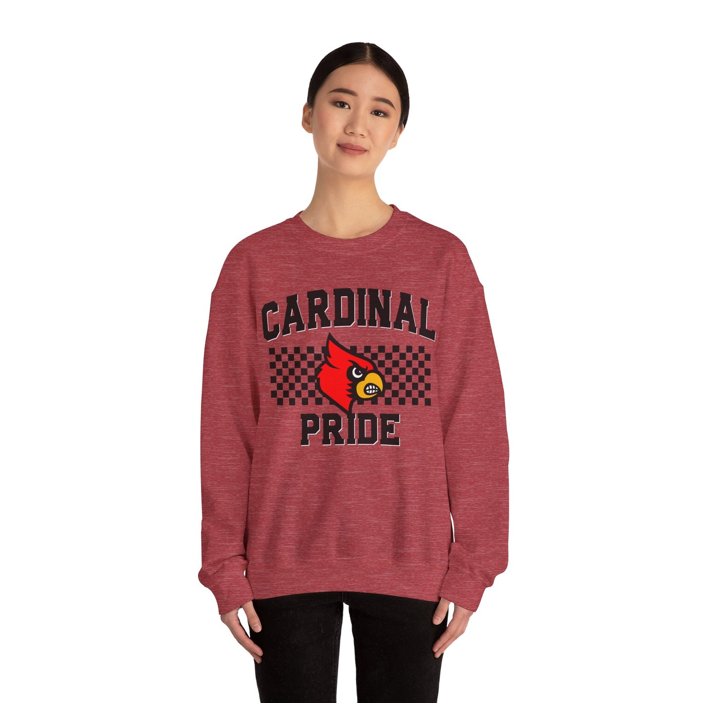 Cardinal Pride Black and White Checkerboard - Unisex Heavy Blend™ Crewneck Sweatshirt
