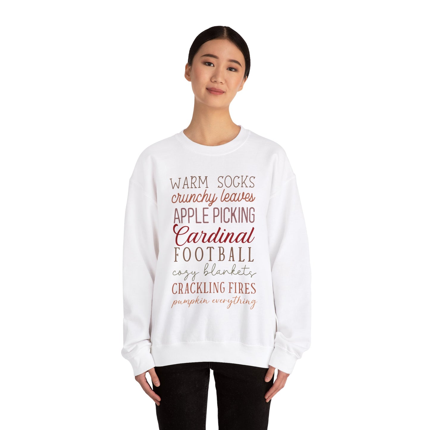 Fall Sayings Cardinal Football - Unisex Heavy Blend™ Crewneck Sweatshirt