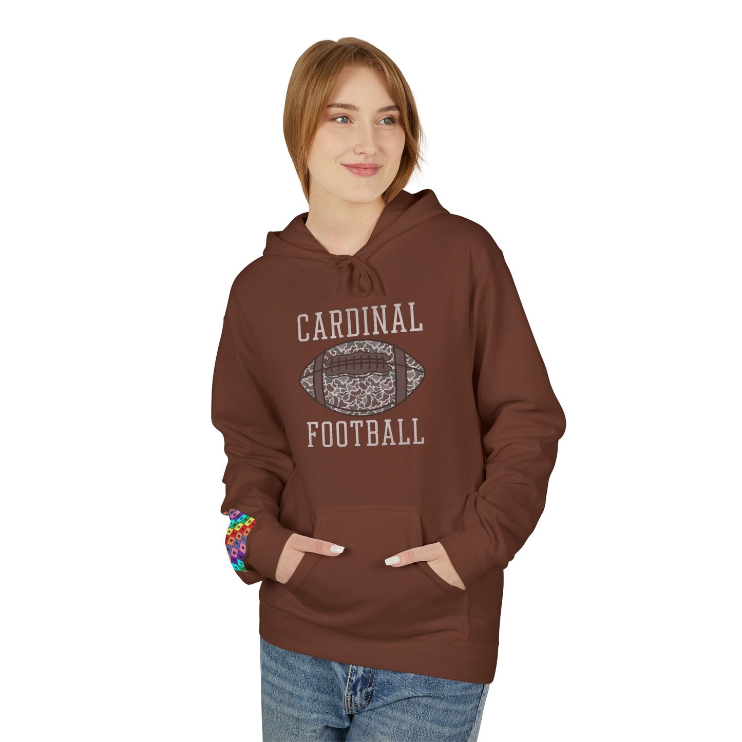 Old School Camo Cardinal Football - Midweight Softstyle Fleece Hoodie