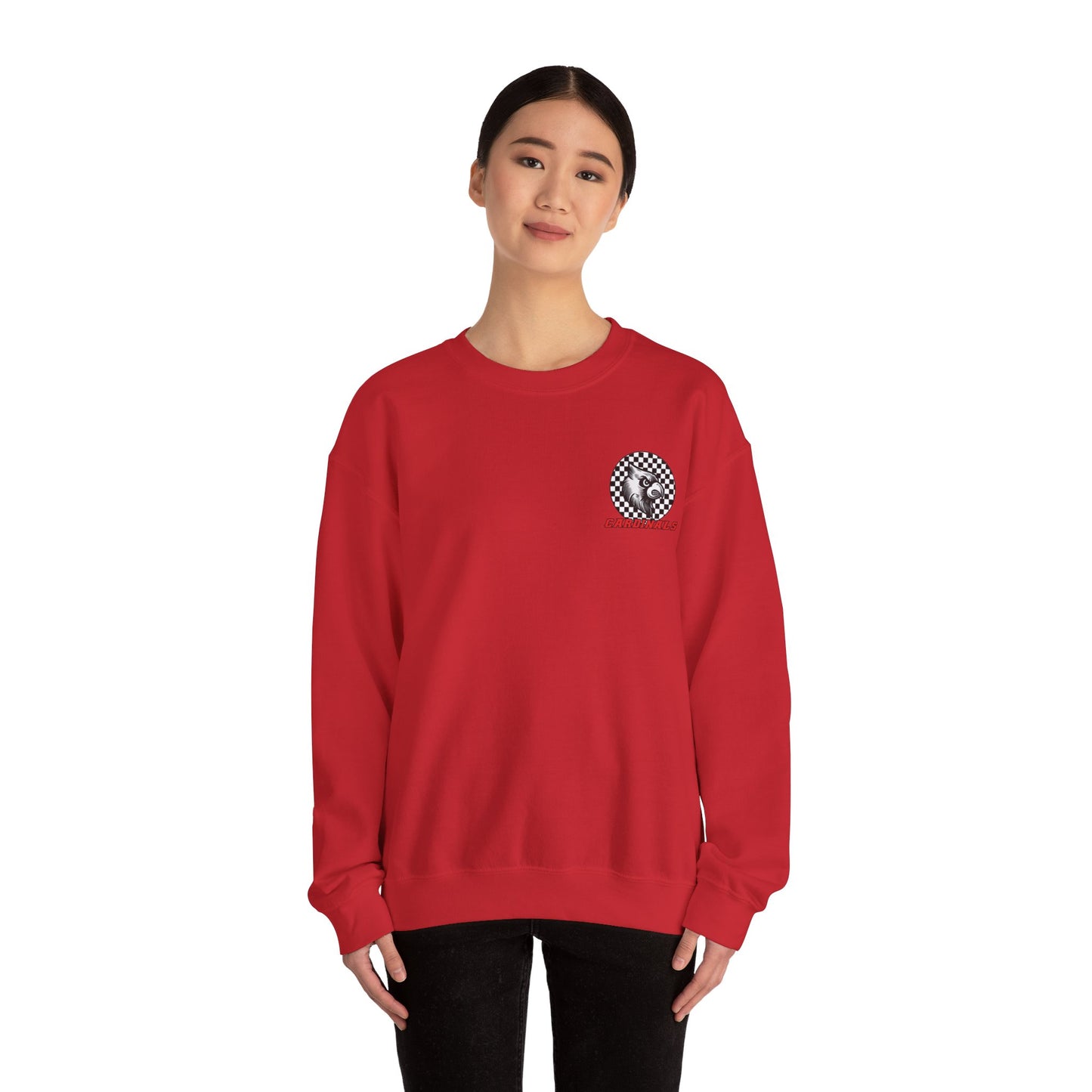 Black and White Checkered Cardinal - of Unisex Heavy Blend™ Crewneck Sweatshirt