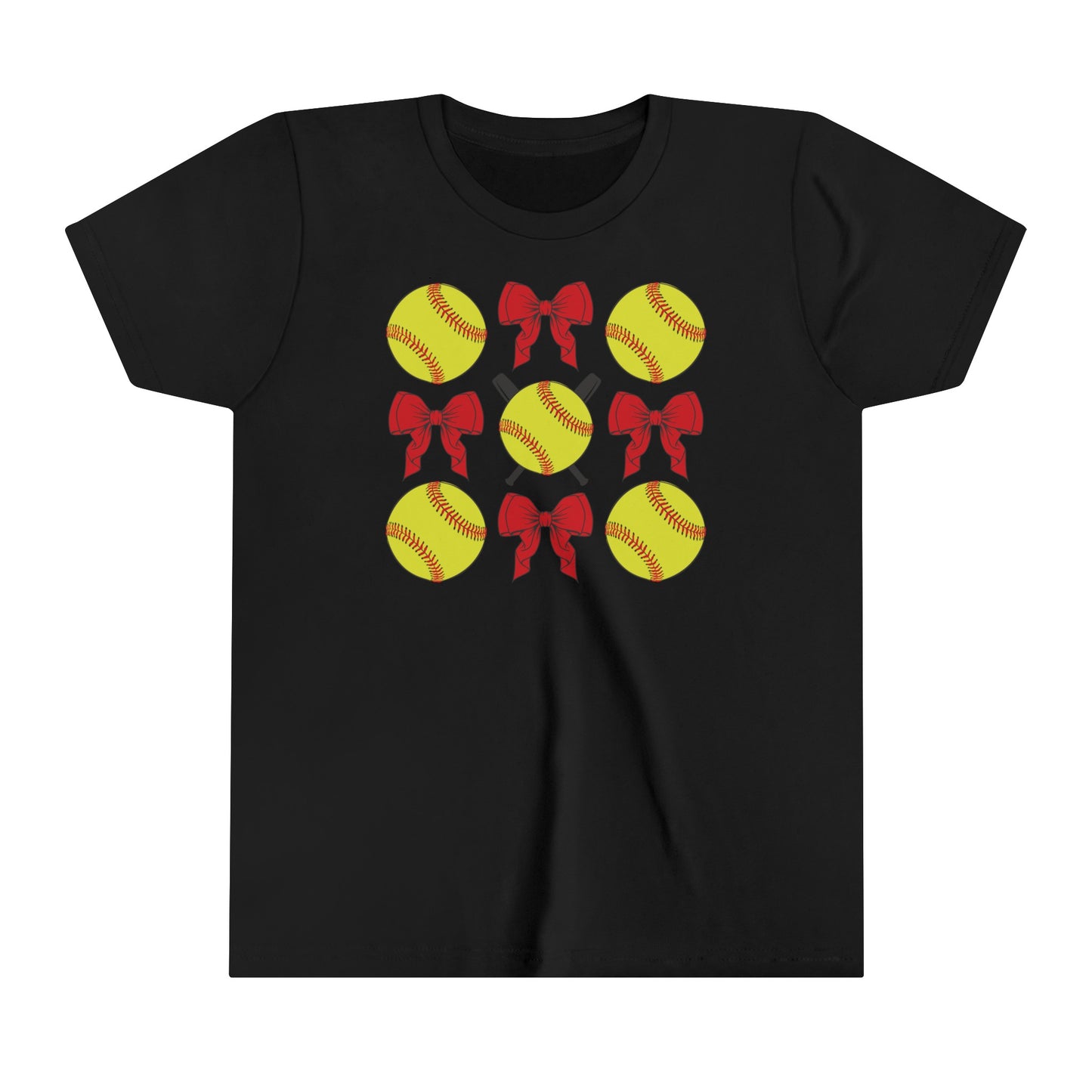 Softball and Bow Coquette - Bella + Canvas Youth Tee