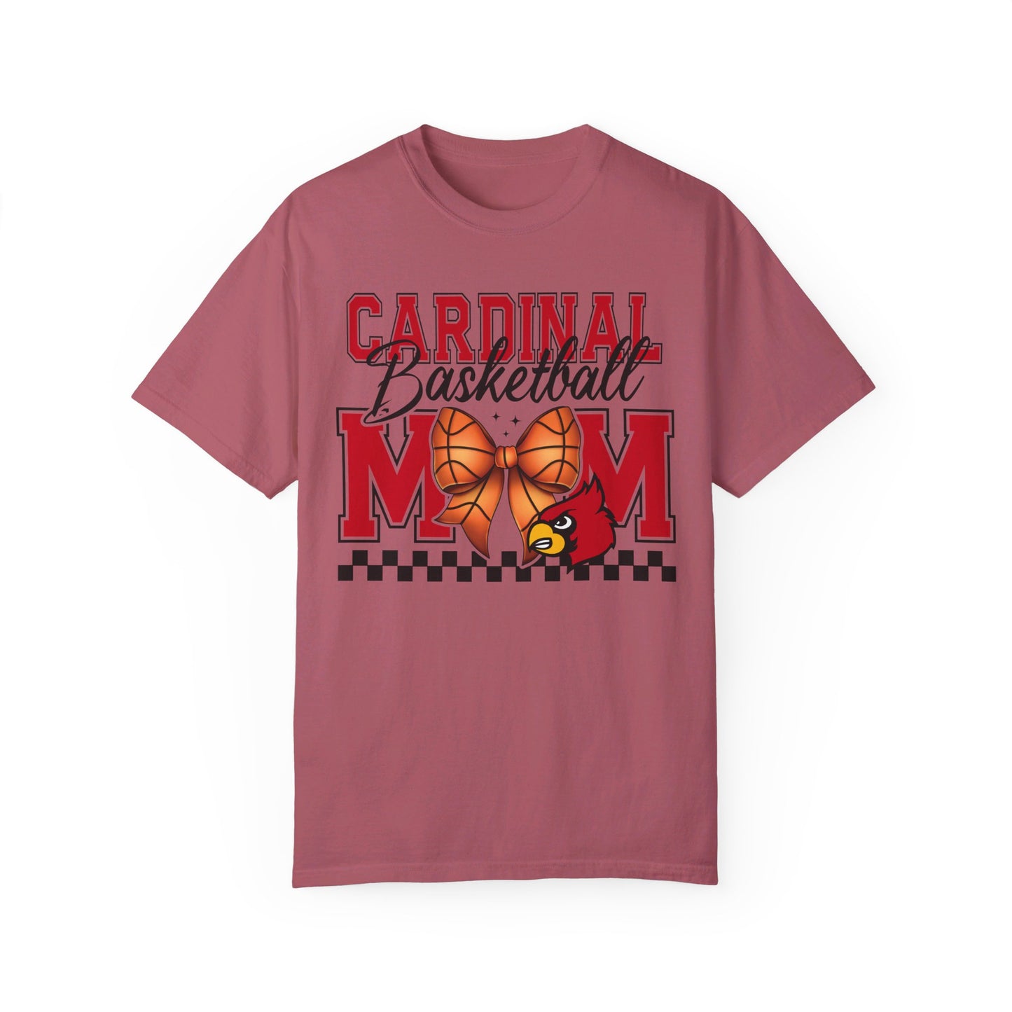 Cardinal Basketball Mom Checkerboard - Comfort Colors T-shirt