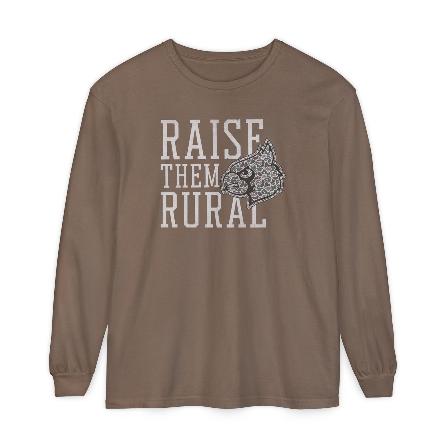 Old School Camo Raise them Rural Cardinal - Comfort Colors Long Sleeve T-Shirt