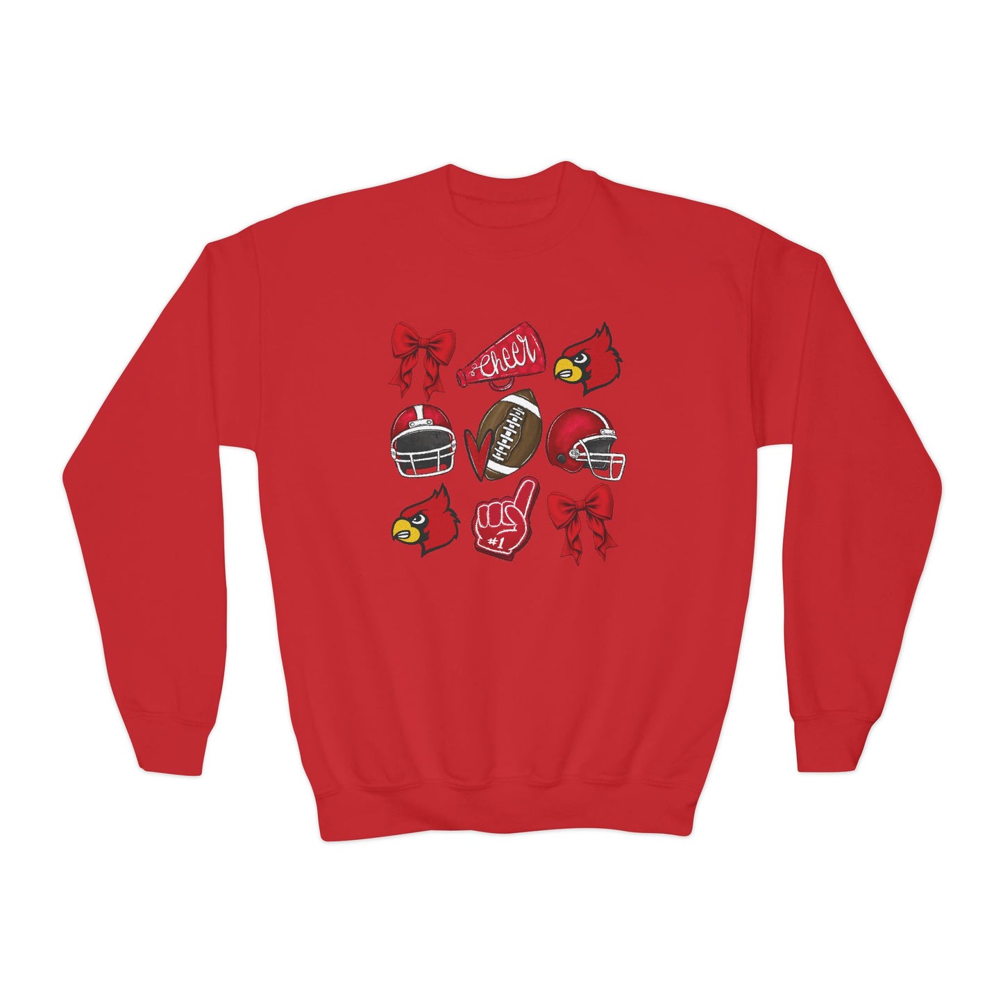 Football and Cheer Coquette - Youth Crew Sweatshirt