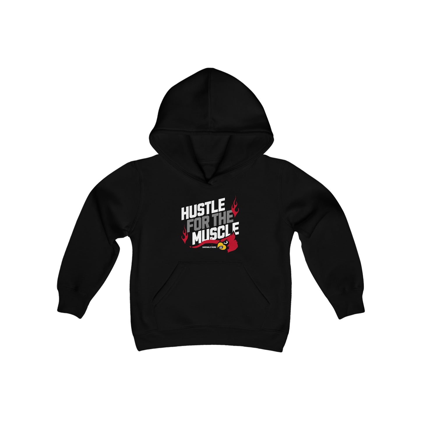 Hustle for the Muscle Cardinal - Youth Heavy Blend Hooded Sweatshirt
