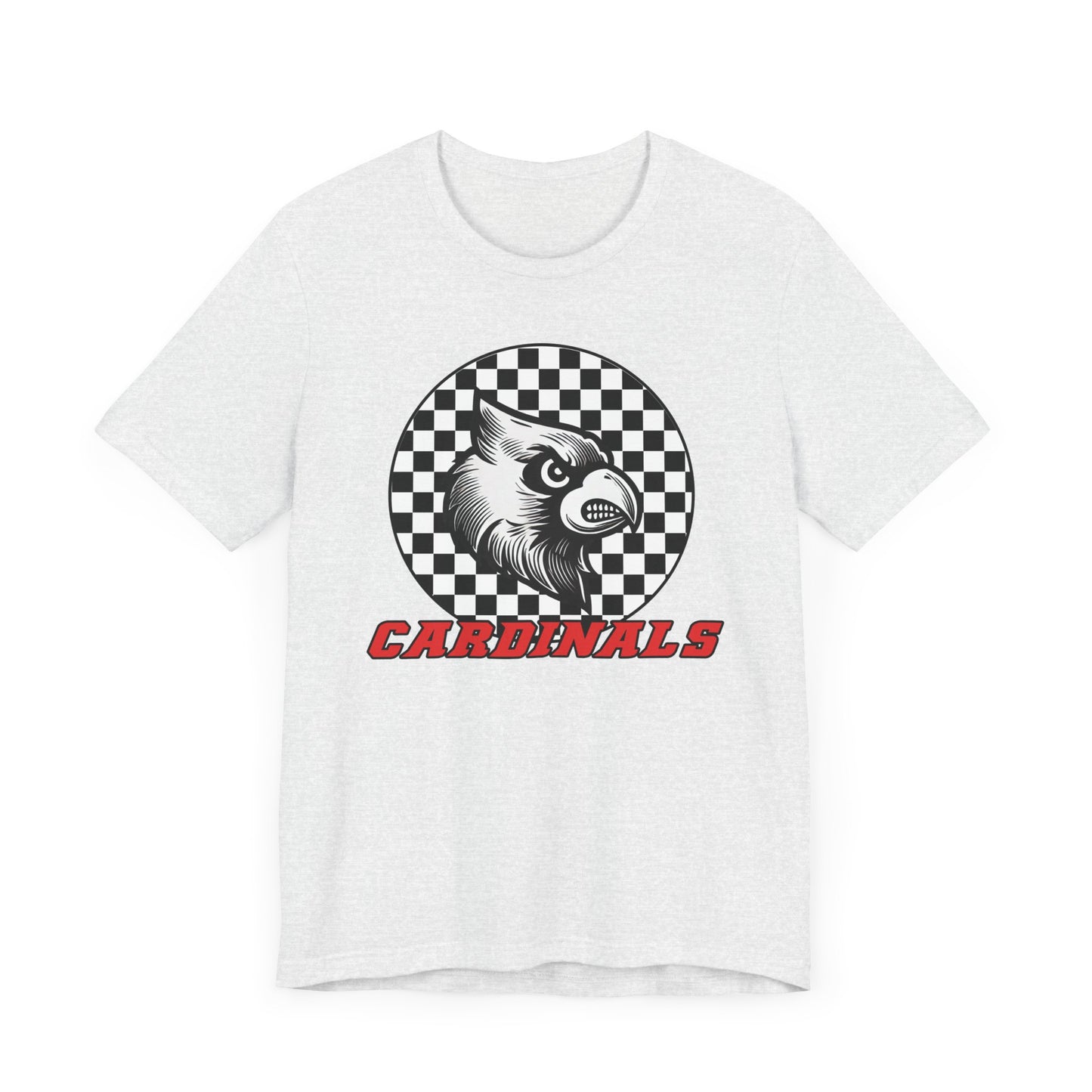 Cardinals Black and White Checkerboard - Bella + Canvas Short Sleeve Tee