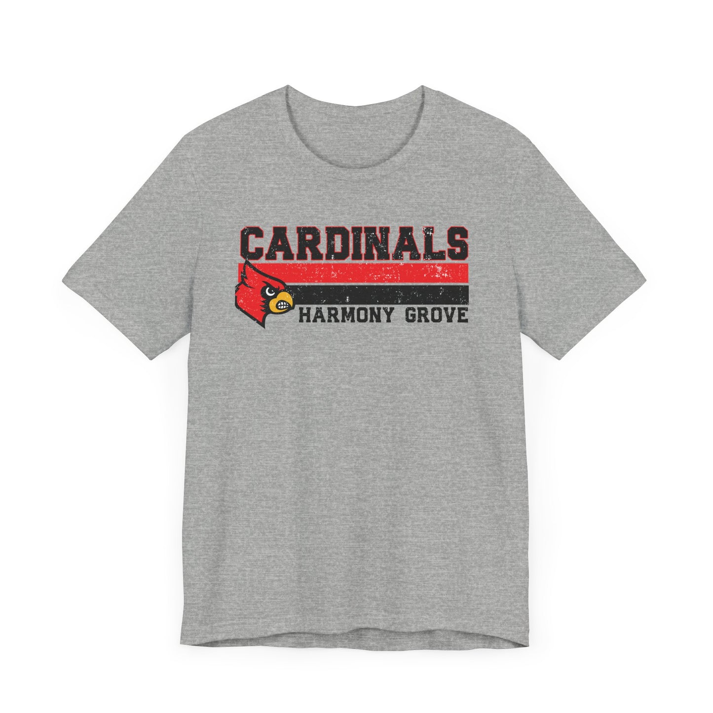 Cardinals Harmony Grove Stripe - Bella + Canvas Short Sleeve Tee