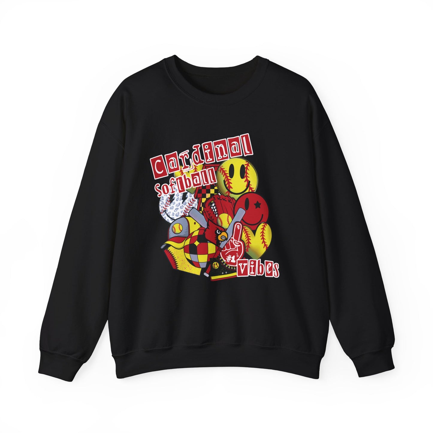Cardinal Softball Vibes - Unisex Heavy Blend™ Crewneck Sweatshirt