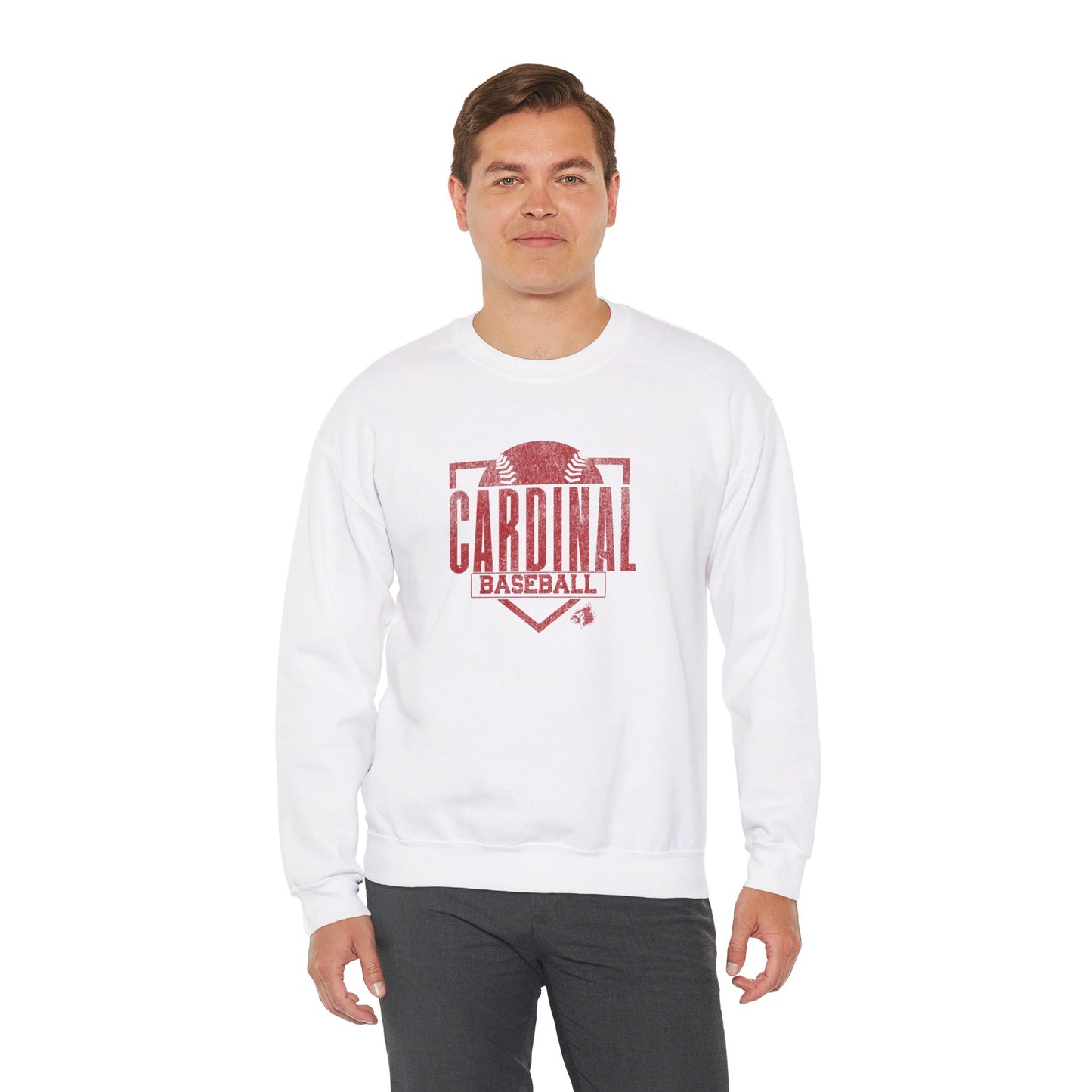 Vintage Cardinal Baseball Plate - Unisex Heavy Blend™ Crewneck Sweatshirt