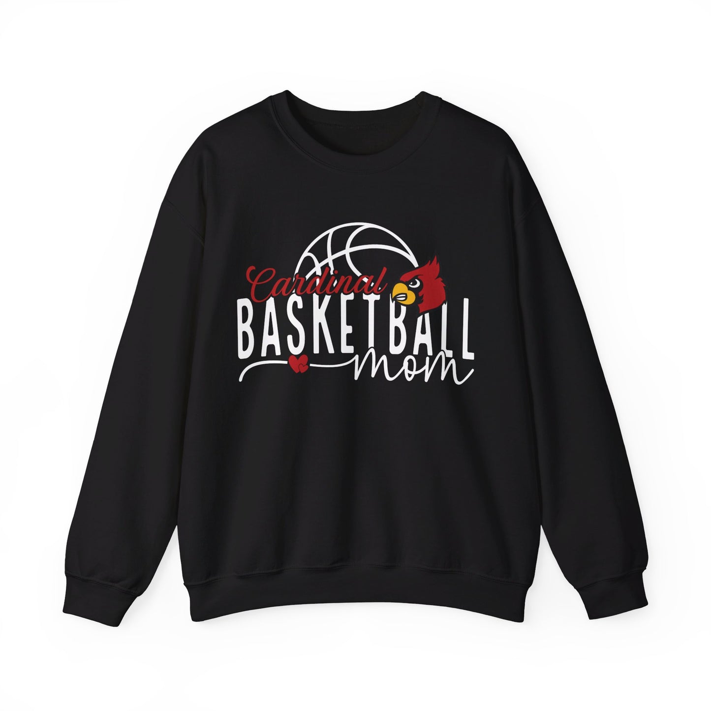 Cardinal Basketball Mom Hearts - Unisex Heavy Blend™ Crewneck Sweatshirt