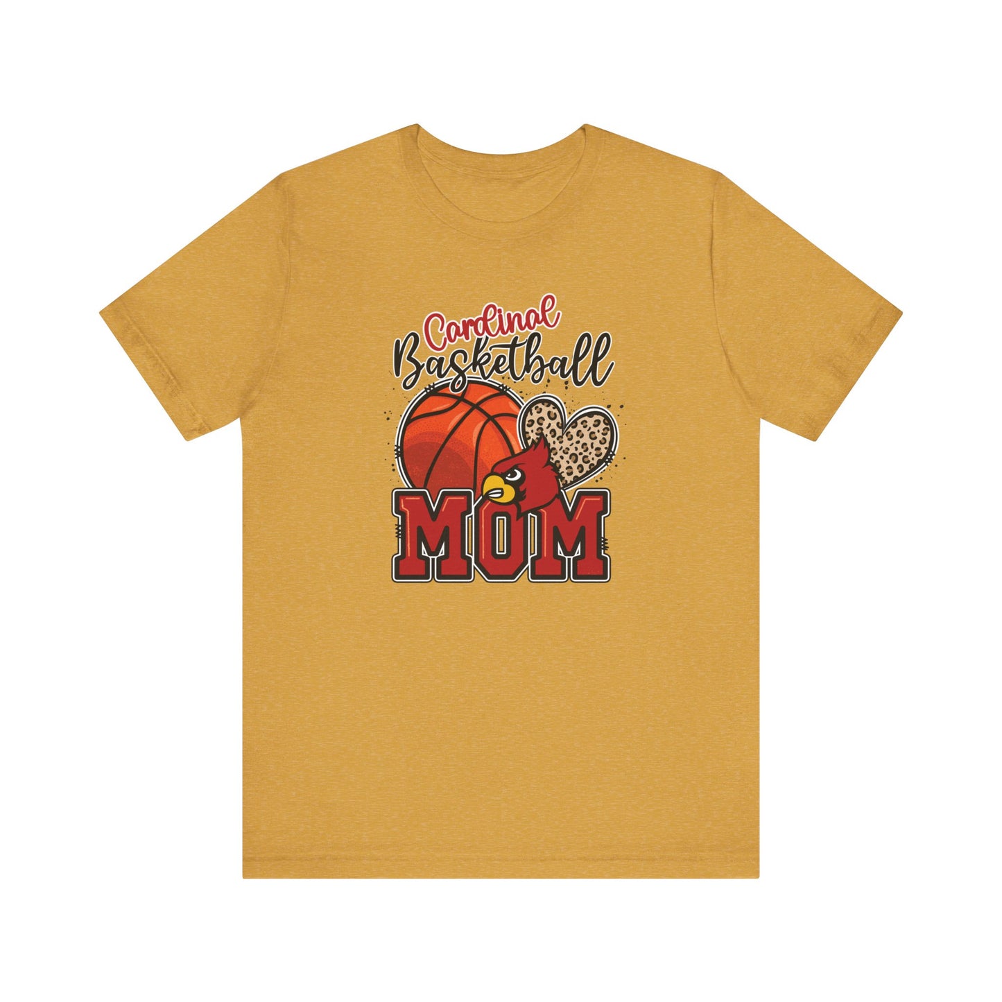 Cardinal Basketball Mom Leopard - Bella + Canvas Short Sleeve Tee