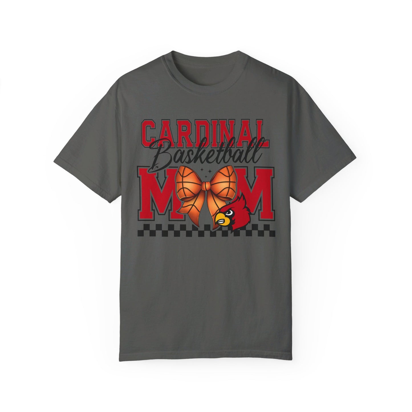 Cardinal Basketball Mom Checkerboard - Comfort Colors T-shirt