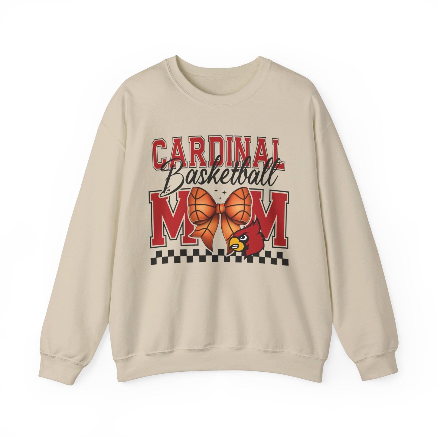 Cardinal Basketball Mom Checkerboard - Unisex Heavy Blend™ Crewneck Sweatshirt