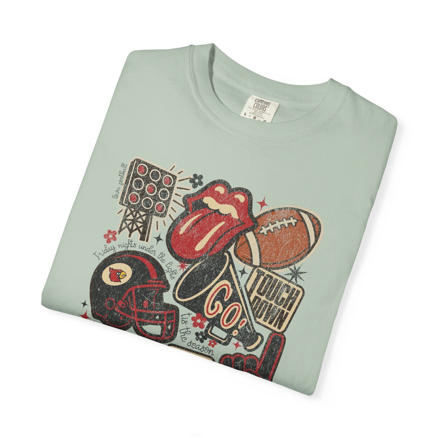Cardinal Football Collage - Comfort Colors T Shirt
