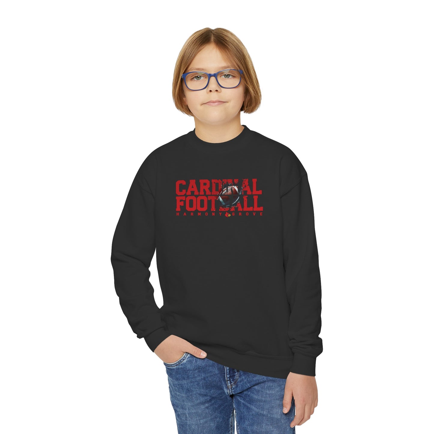HG Cardinal Football - Youth Crew Sweatshirt