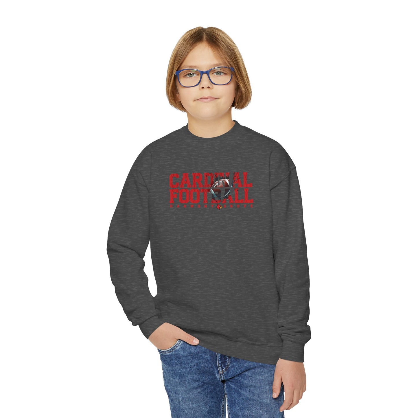 HG Cardinal Football - Youth Crew Sweatshirt