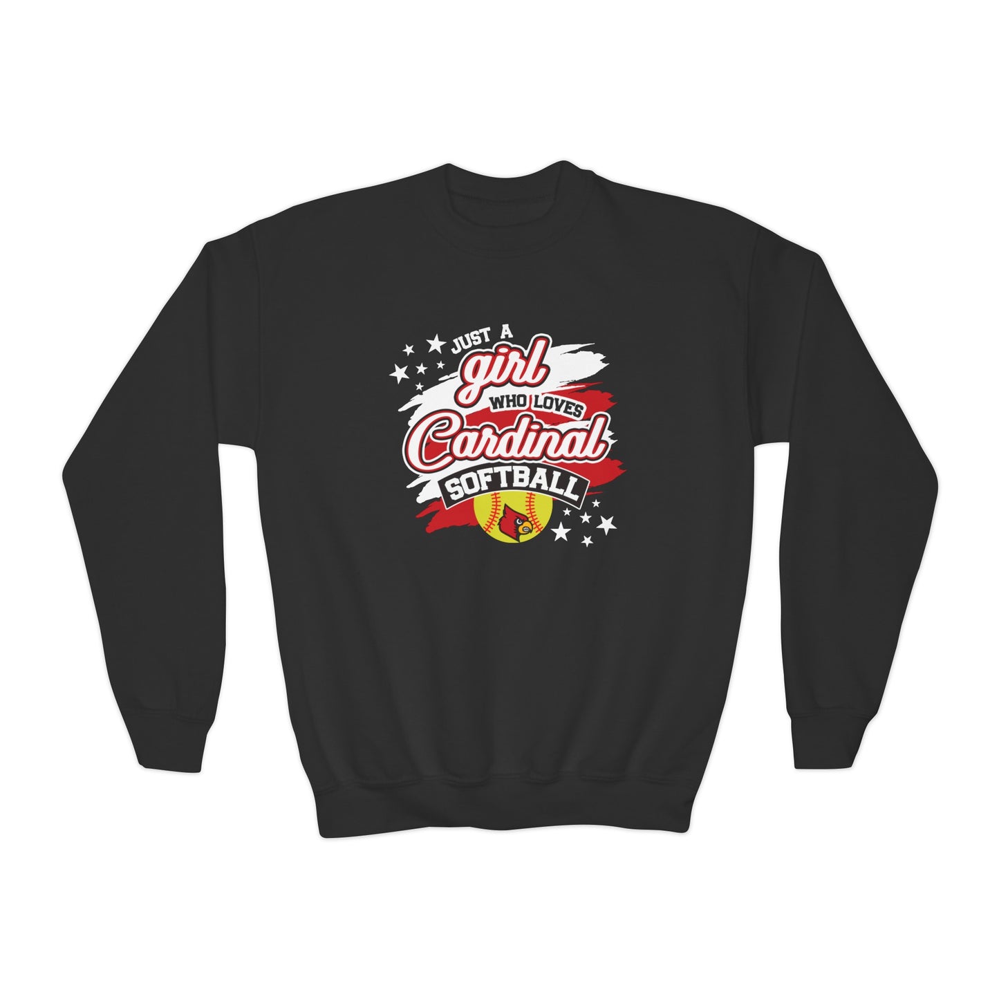 Just a Girl Who Loves Cardinal Softball - Youth Crew Sweatshirt