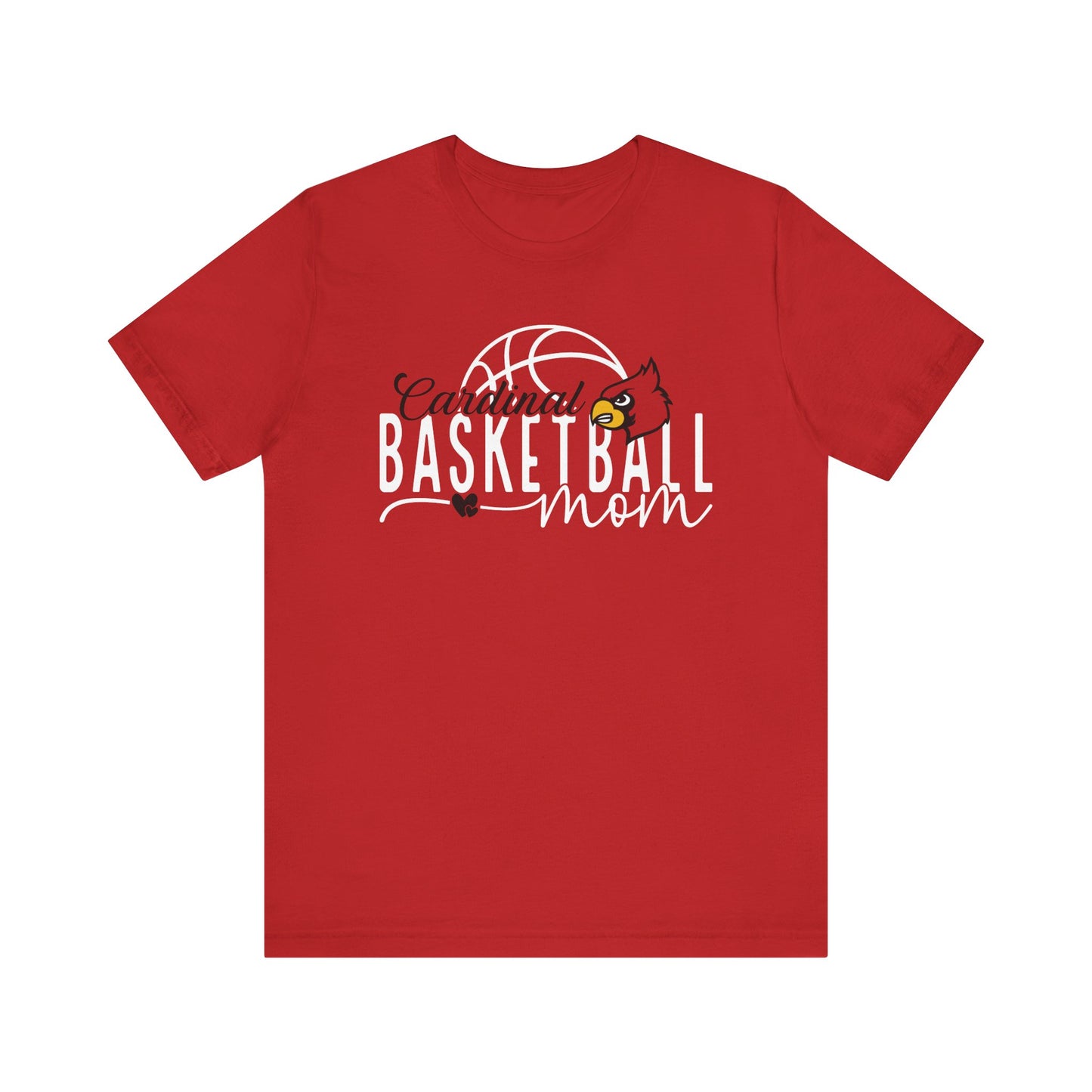 Cardinal Basketball Mom Hearts - Bella + Canvas Short Sleeve Tee