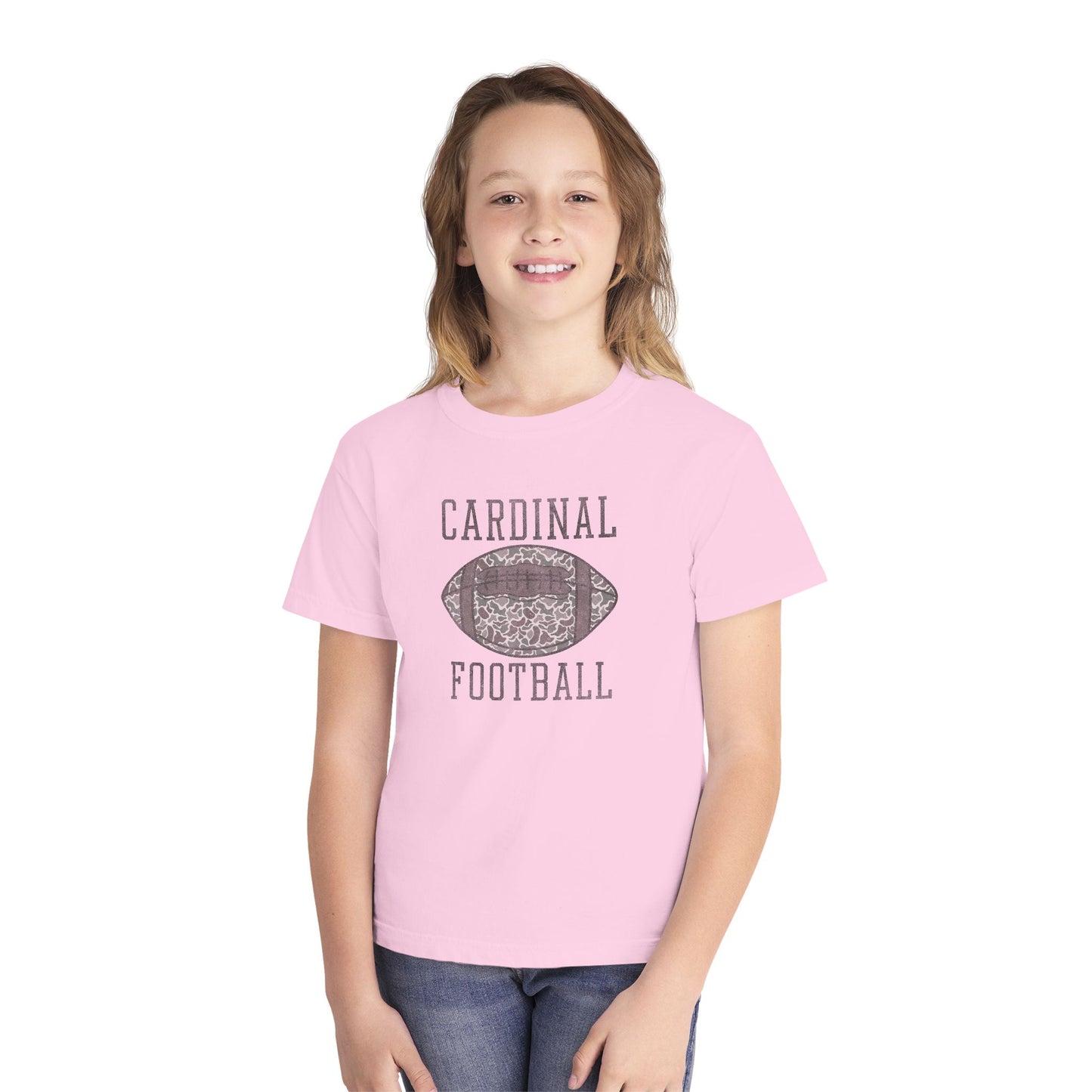 Old School Camo Cardinal Football - Youth Comfort Colors Tshirt