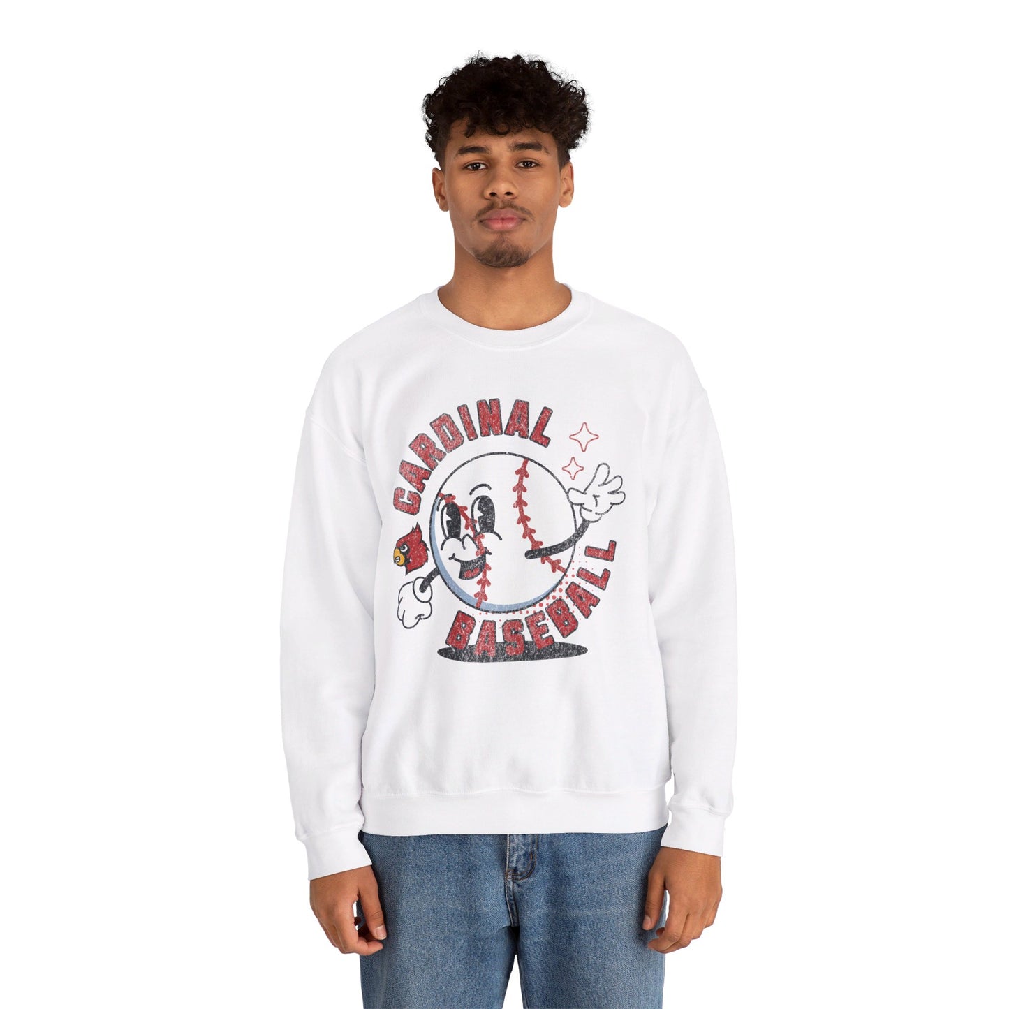 Retro Cardinal Baseball - Unisex Heavy Blend™ Crewneck Sweatshirt