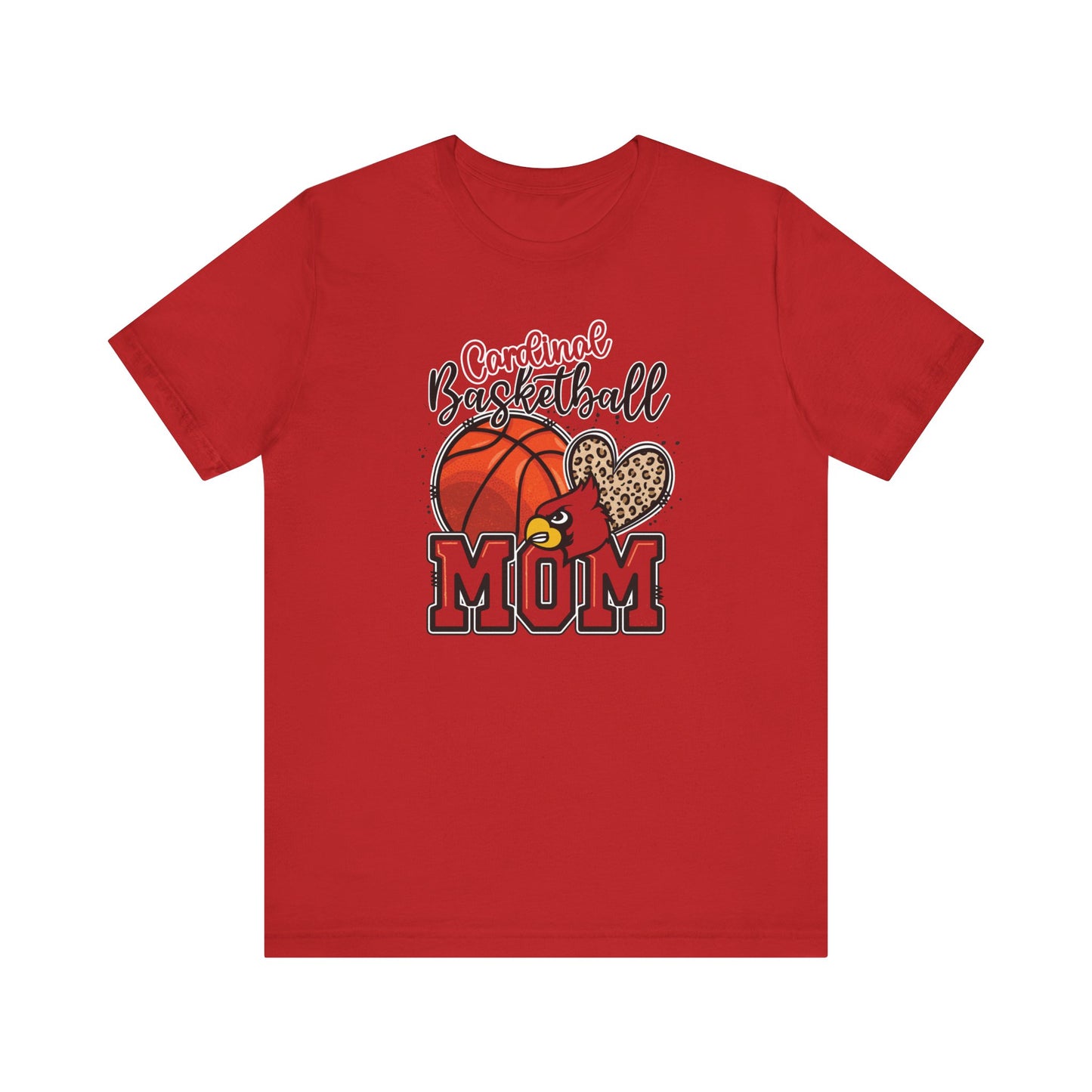 Cardinal Basketball Mom Leopard - Bella + Canvas Short Sleeve Tee