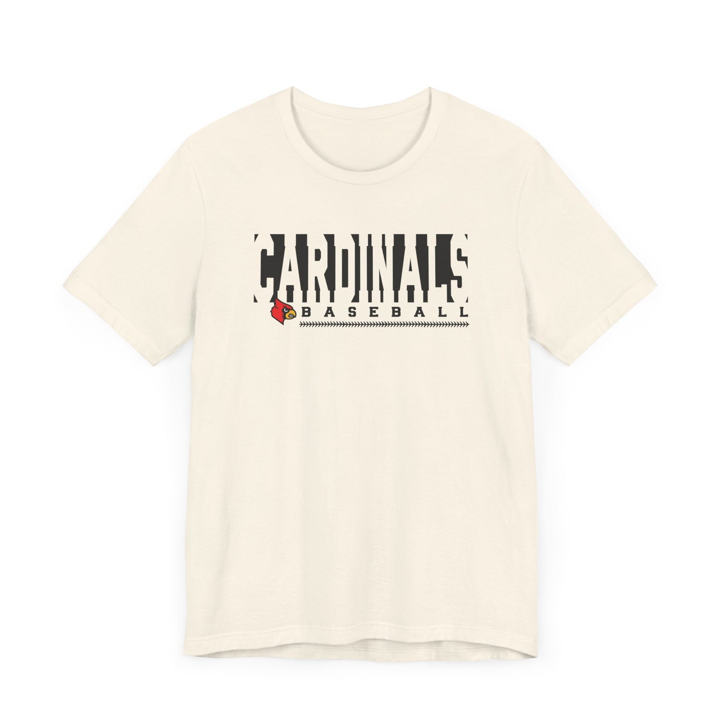 Cardinals Baseball Inset Text - Bella + Canvas Short Sleeve Tee