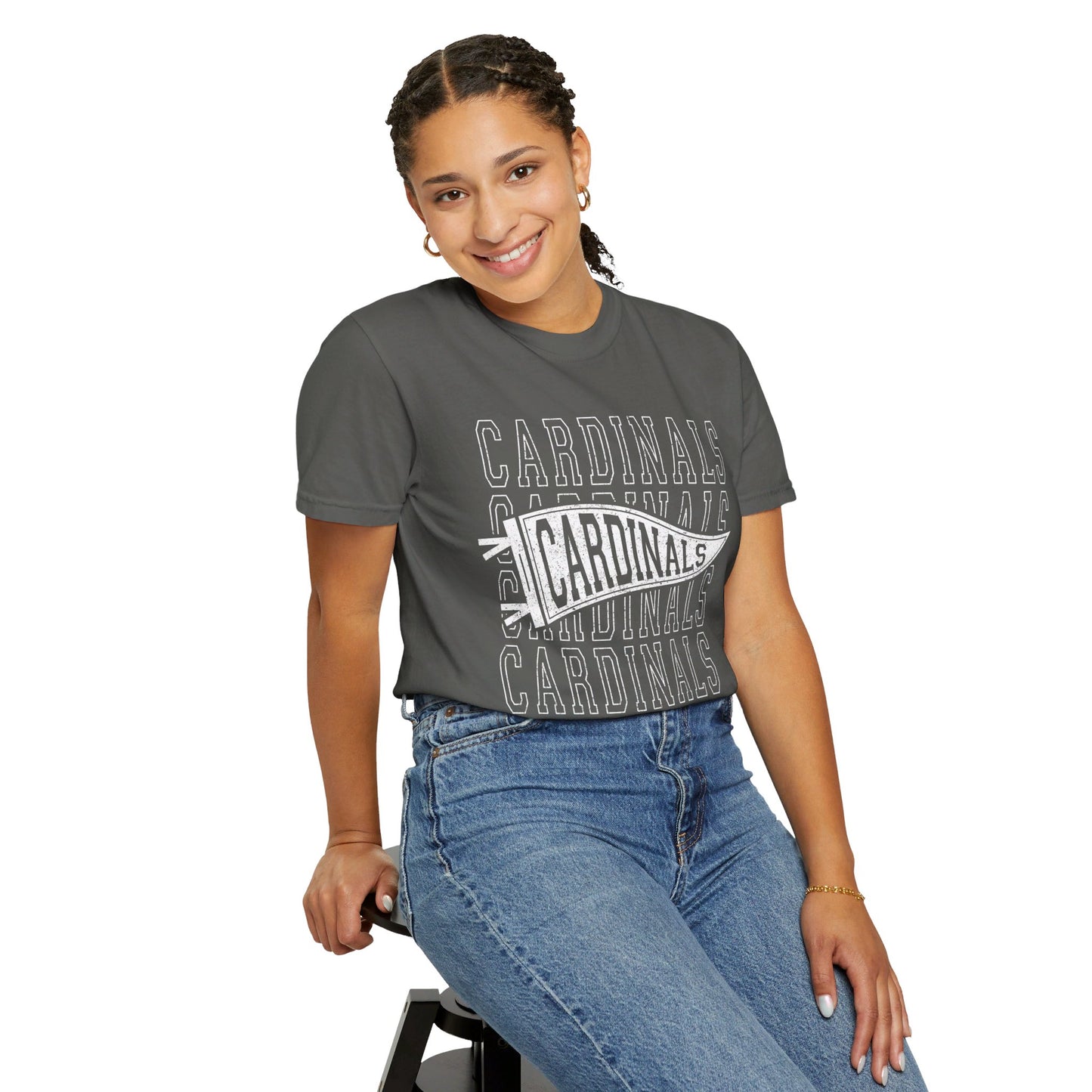 Cardinal Distressed Pennant - Comfort Colors T-shirt