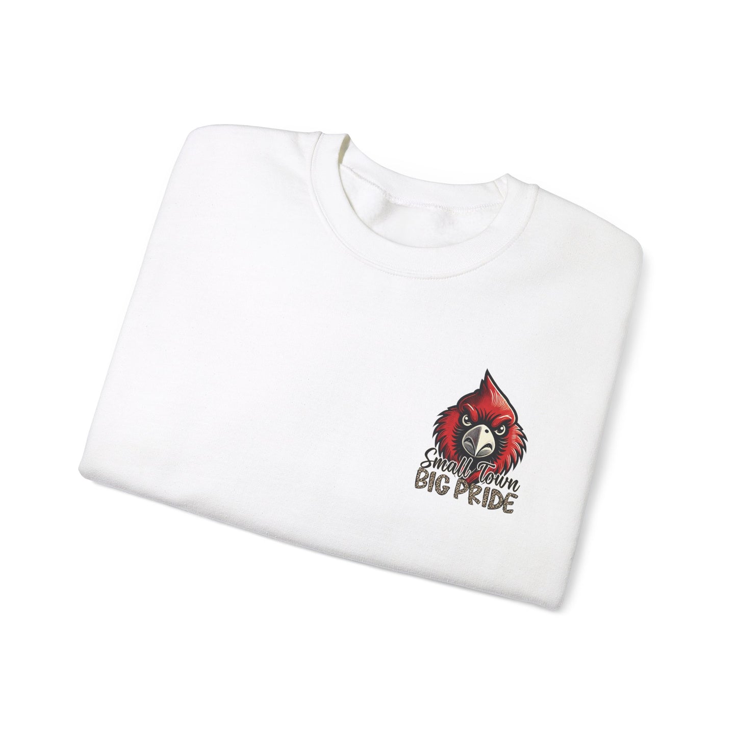 Cardinal Small Town Big Pride Back Design - Unisex Heavy Blend™ Crewneck Sweatshirt