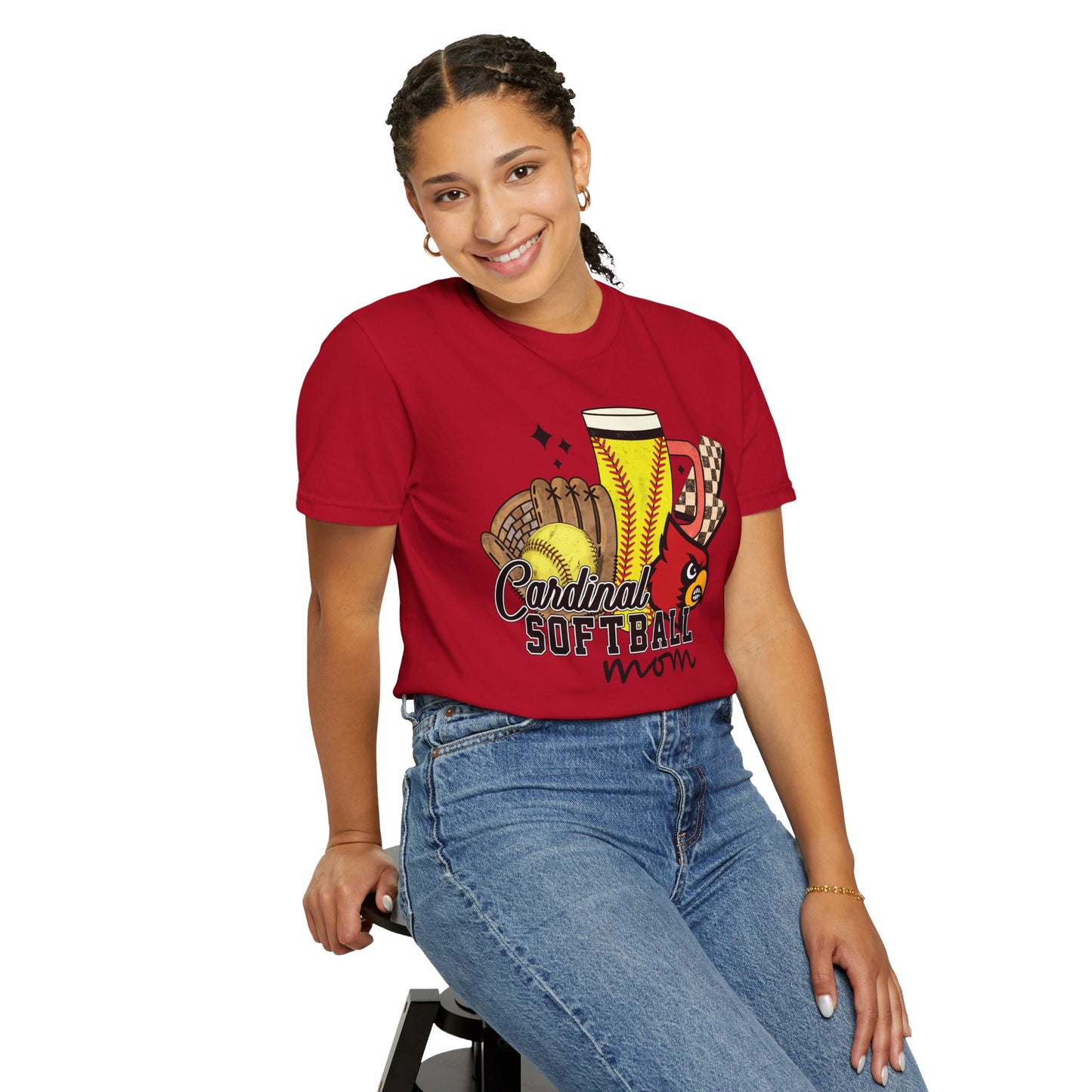 Cardinal Softball Mom - Comfort Colors T-shirt