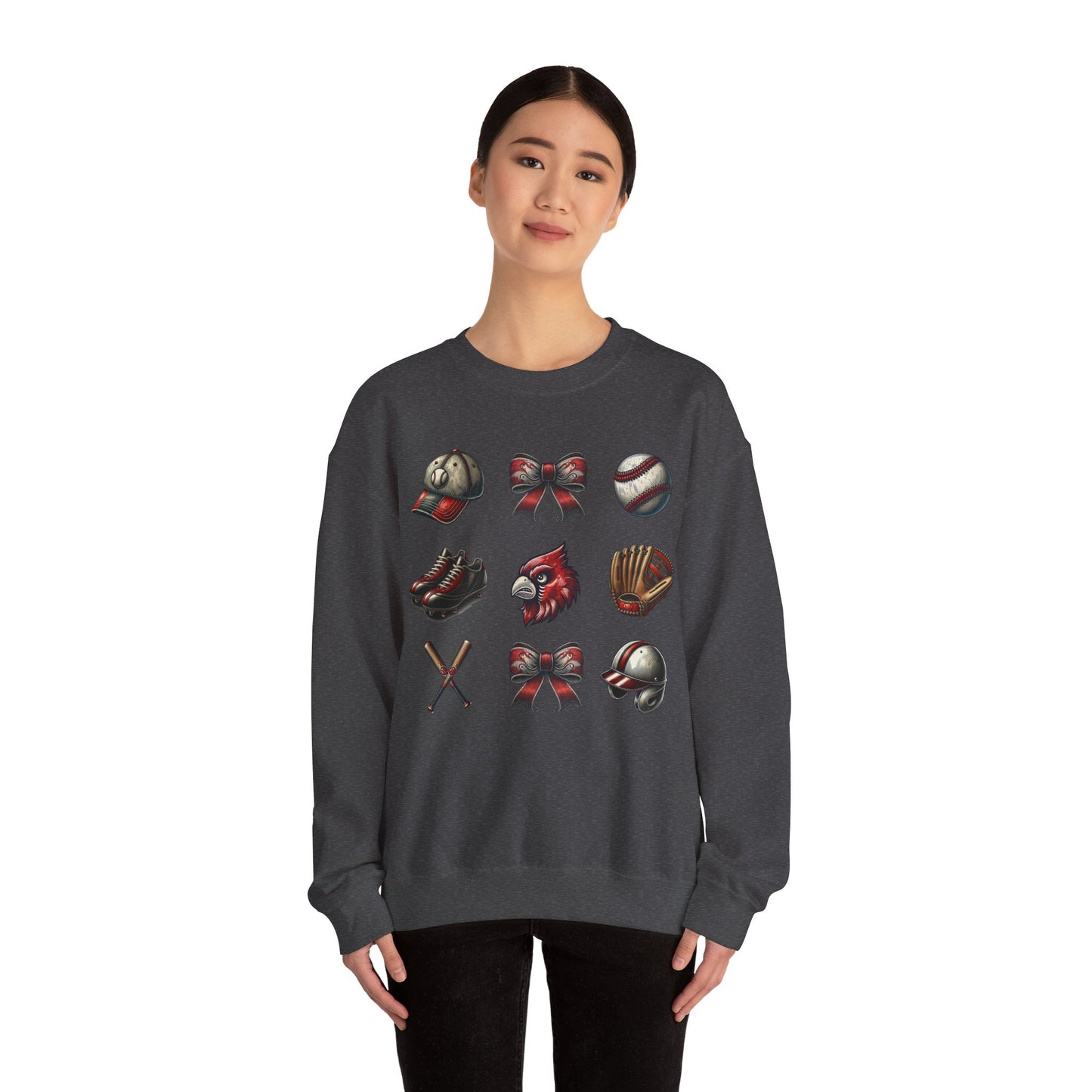 Cardinal Vintage Baseball Coquette - Unisex Heavy Blend™ Crewneck Sweatshirt