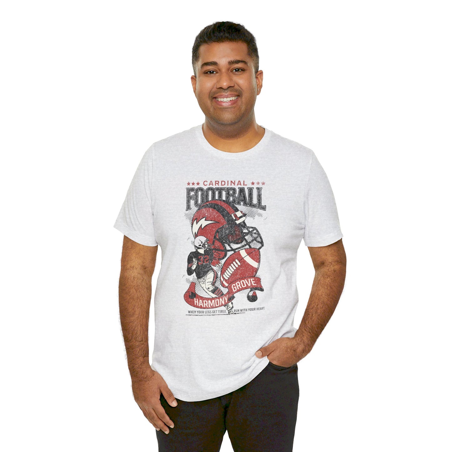 Vintage Cardinal Football - Bella + Canvas Short Sleeve Tee