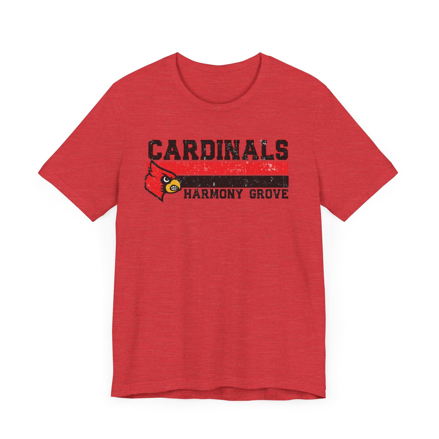 Cardinals Harmony Grove Stripe - Bella + Canvas Short Sleeve Tee