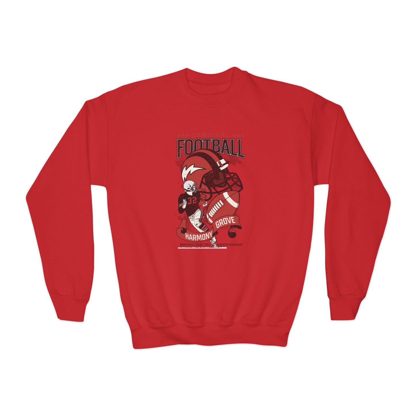 Vintage Cardinal Football - Youth Crew Sweatshirt