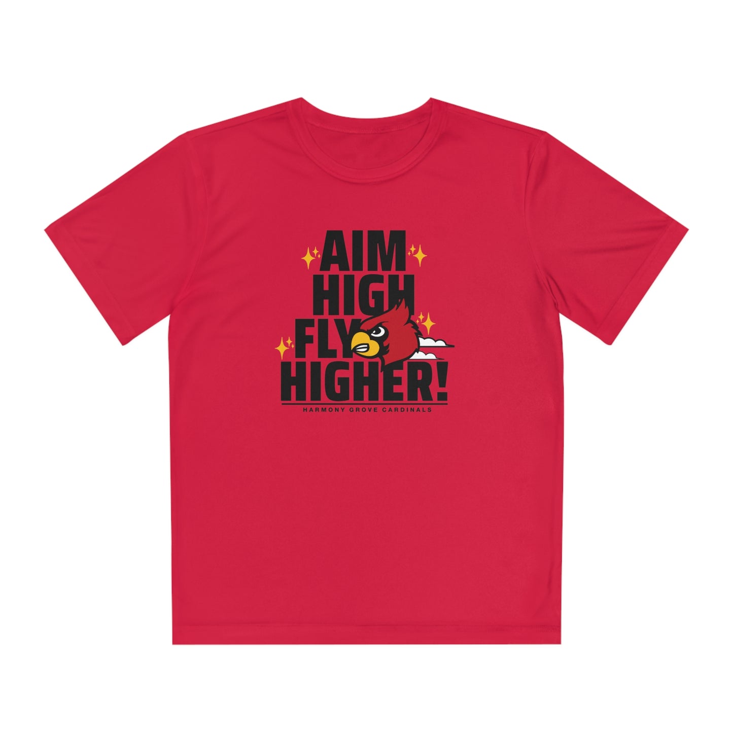 Aim High Fly Higher Cardinal - Youth Sport-Tek® Competitor™ Tee