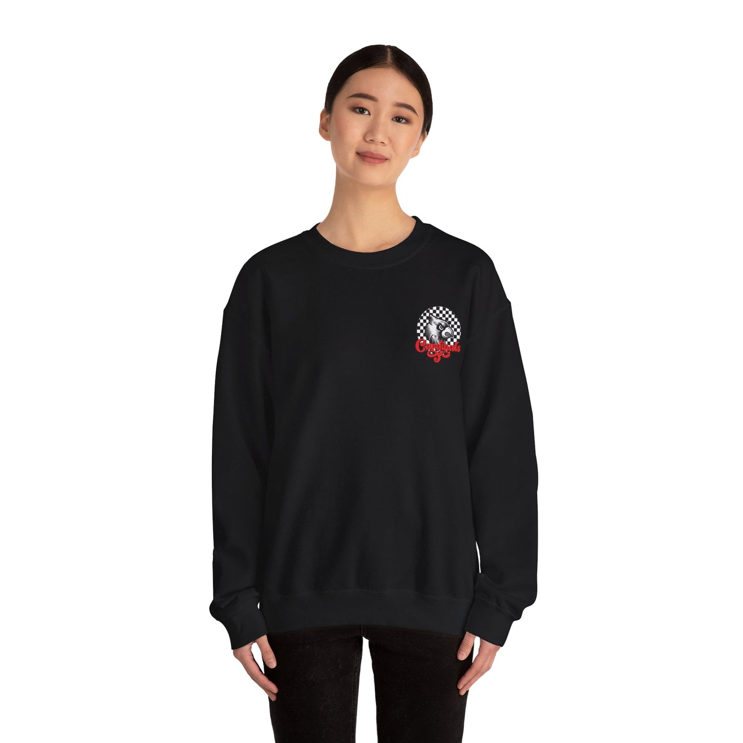 Black and White Check Cardinal Script - Unisex Heavy Blend™ Crewneck Sweatshirt