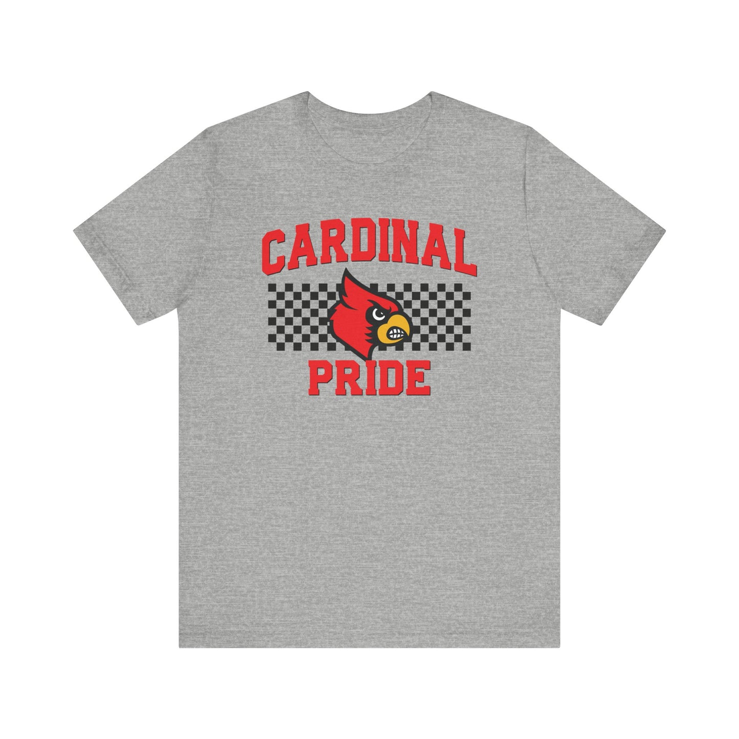 Cardinal Pride Black and White Checkerboard - Bella + Canvas Short Sleeve Tee