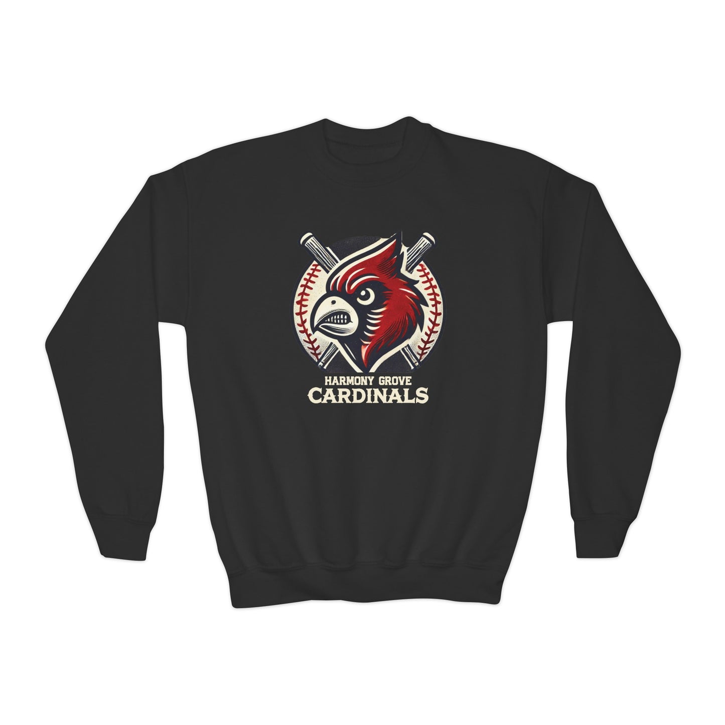 Vintage Cardinal Baseball - Youth Crew Sweatshirt