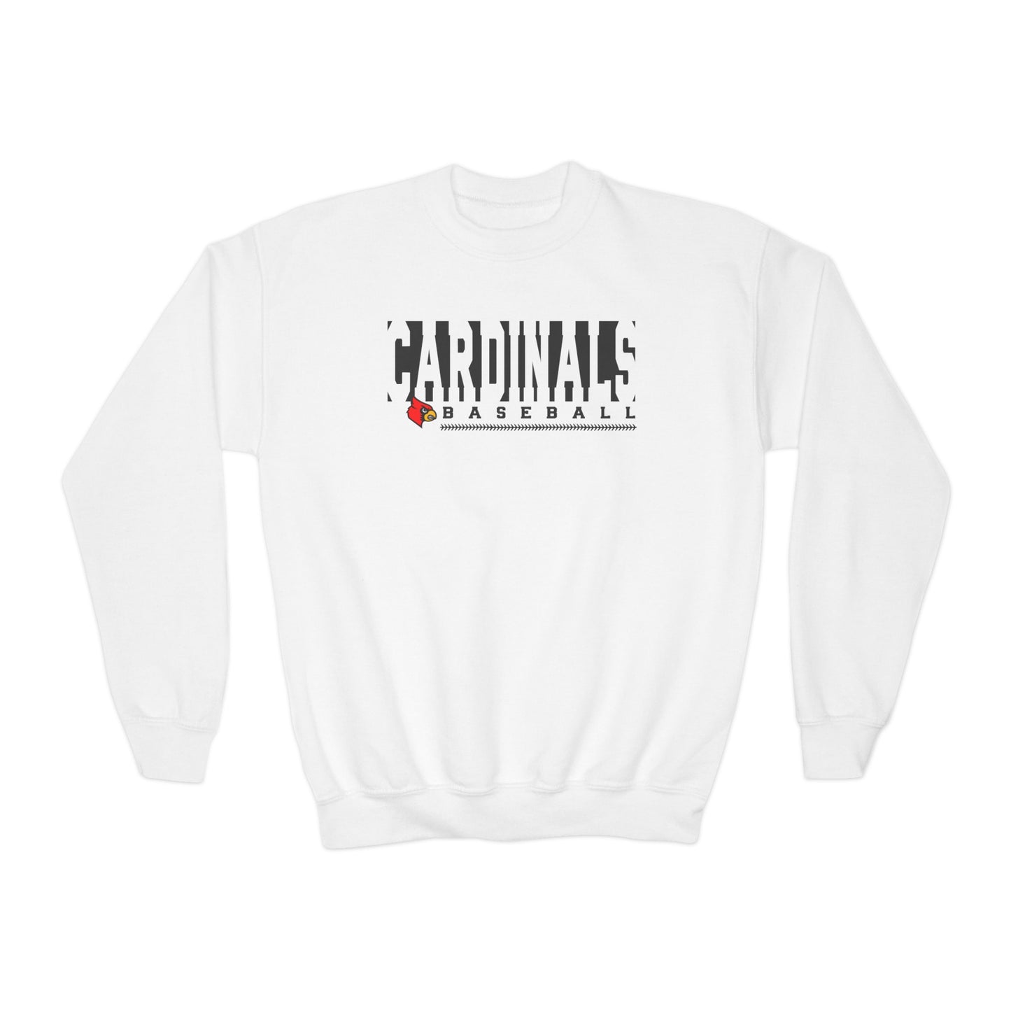 Cardinals Baseball Inset Text - Youth Crew Sweatshirt