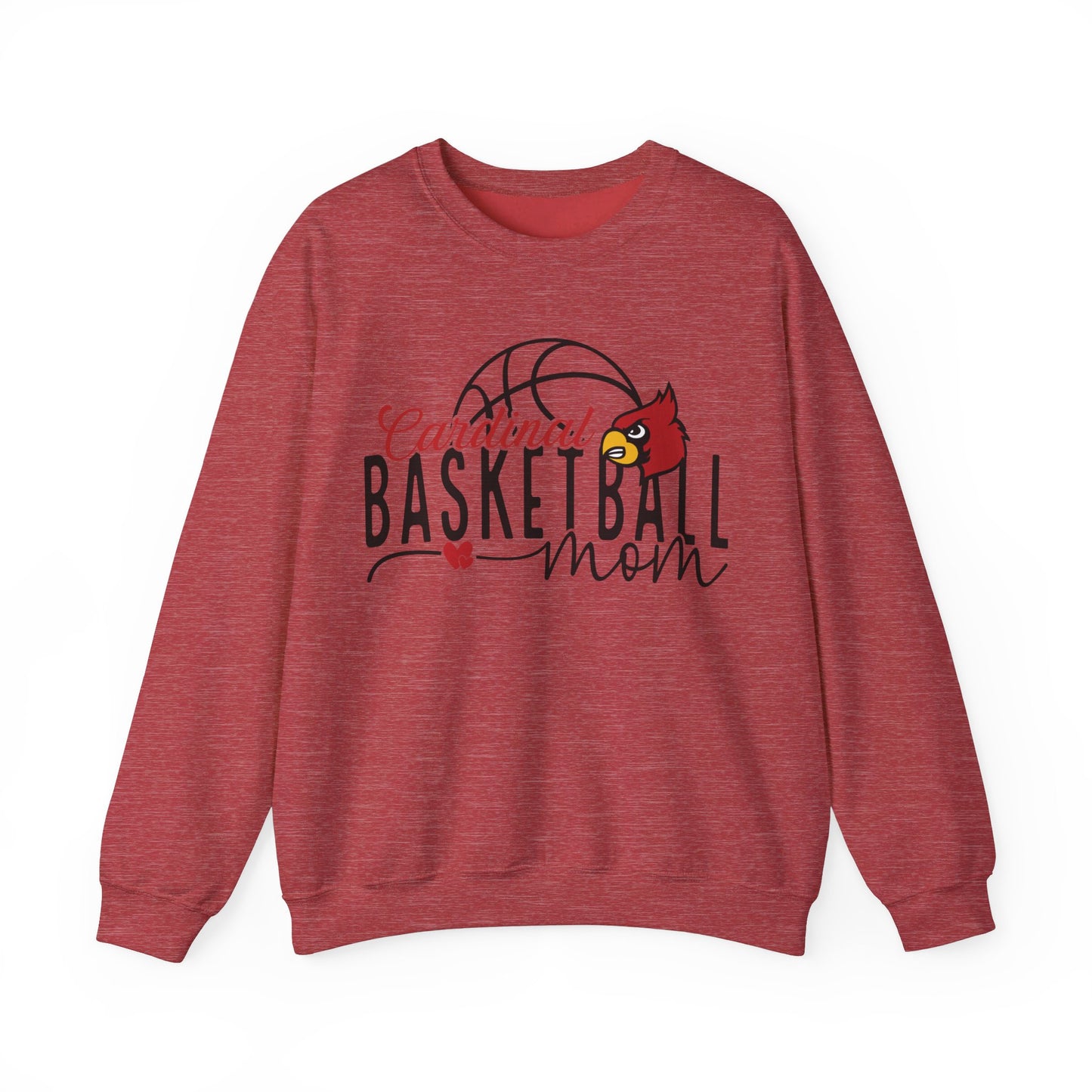 Cardinal Basketball Mom Hearts - Unisex Heavy Blend™ Crewneck Sweatshirt