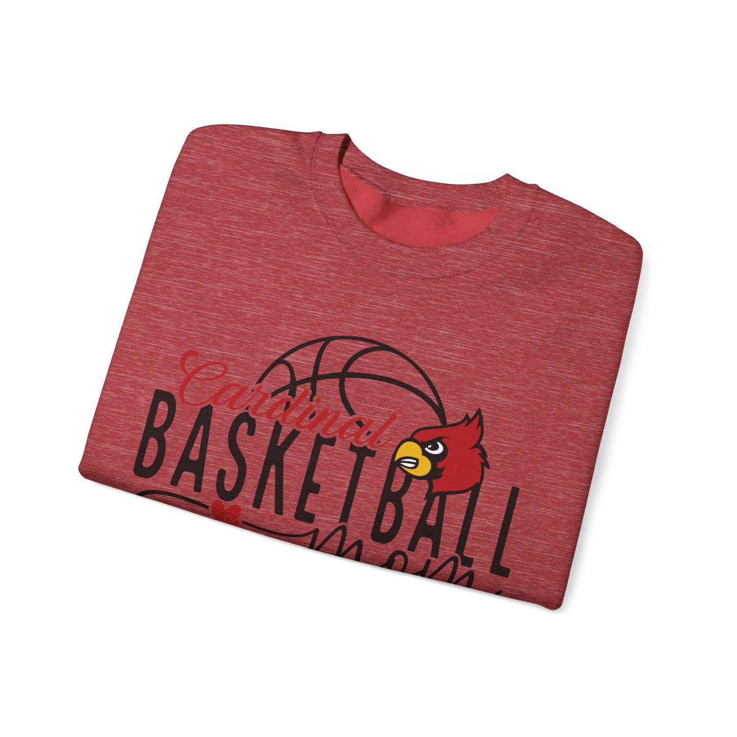 Cardinal Basketball Mom Hearts - Unisex Heavy Blend™ Crewneck Sweatshirt