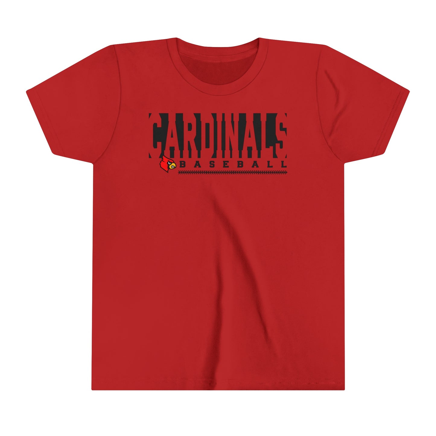 Cardinals Baseball Inset Text - Bella + Canvas Youth Tee