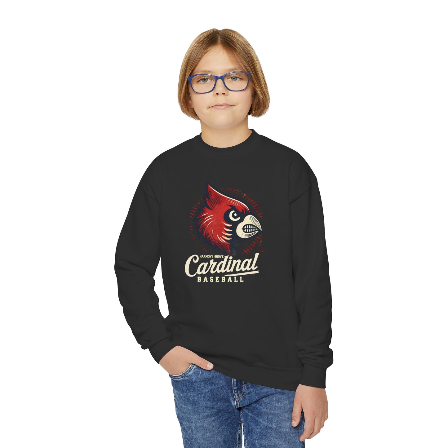 Vintage HG Cardinal Baseball - Youth Crew Sweatshirt