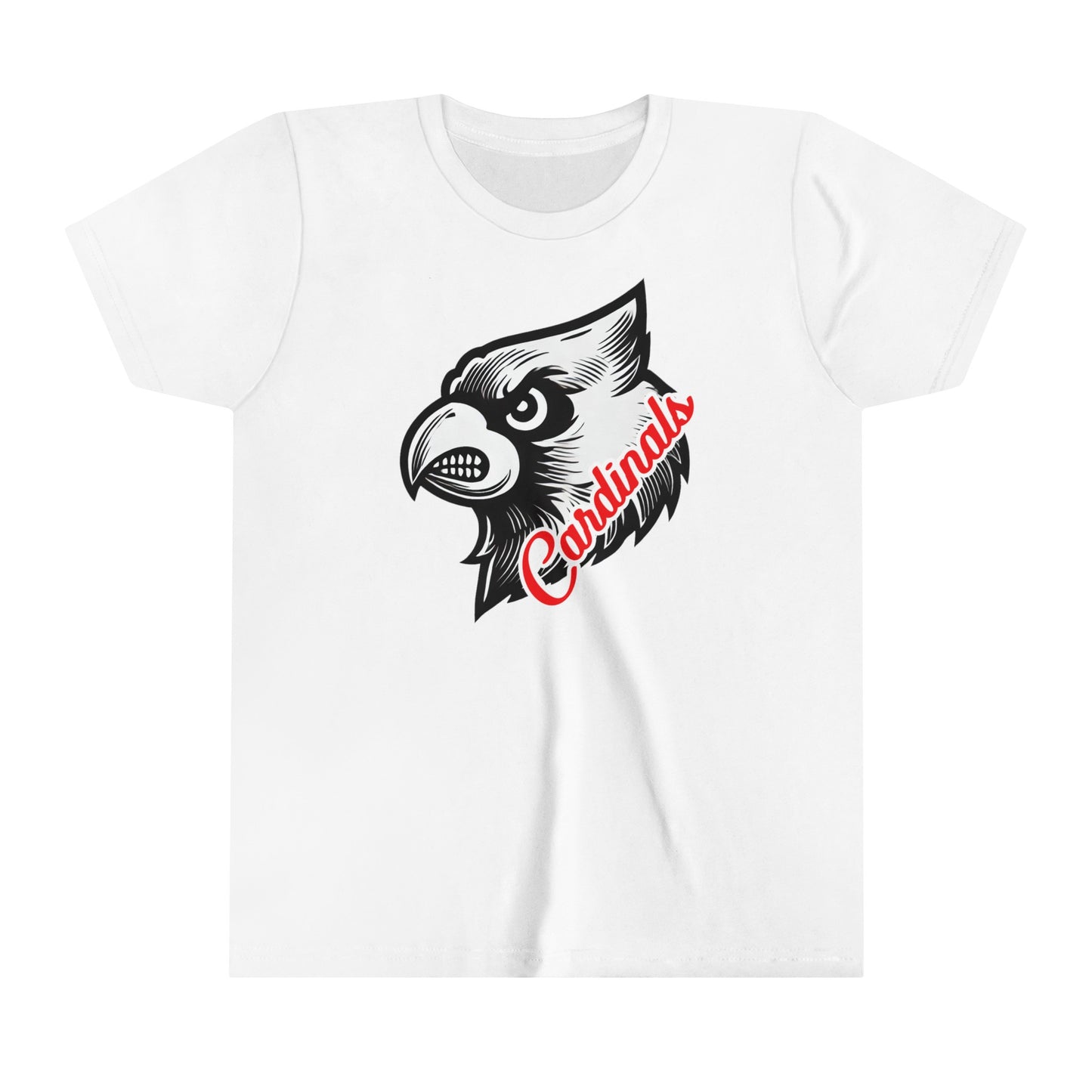 Black and White Cardinal Inset Text - Bella + Canvas Youth Tee