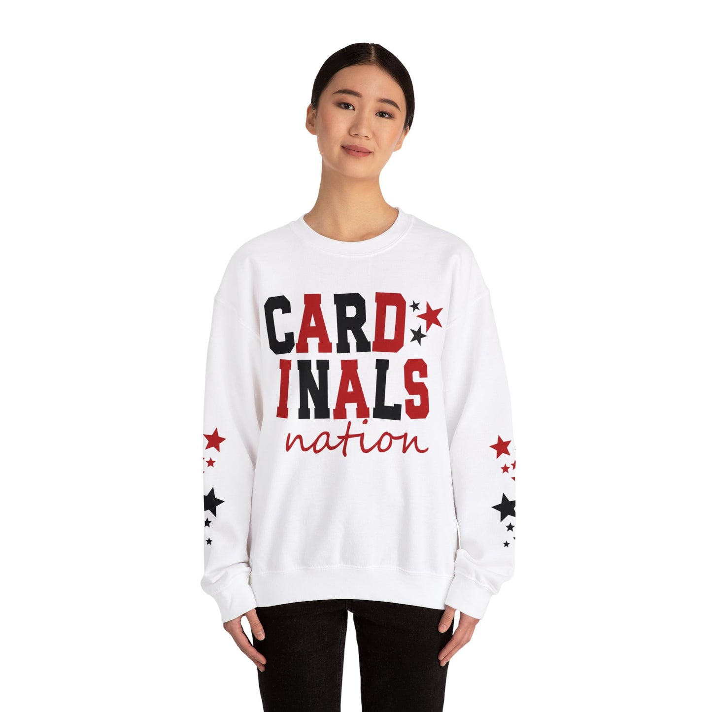 Cardinals Nation with Star Sleeves - Unisex Heavy Blend™ Crewneck Sweatshirt
