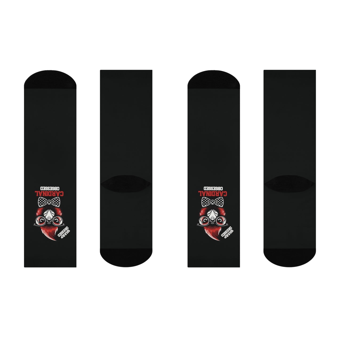 Sharp Dressed Cardinal Obsessed - Black Cushioned Crew Socks