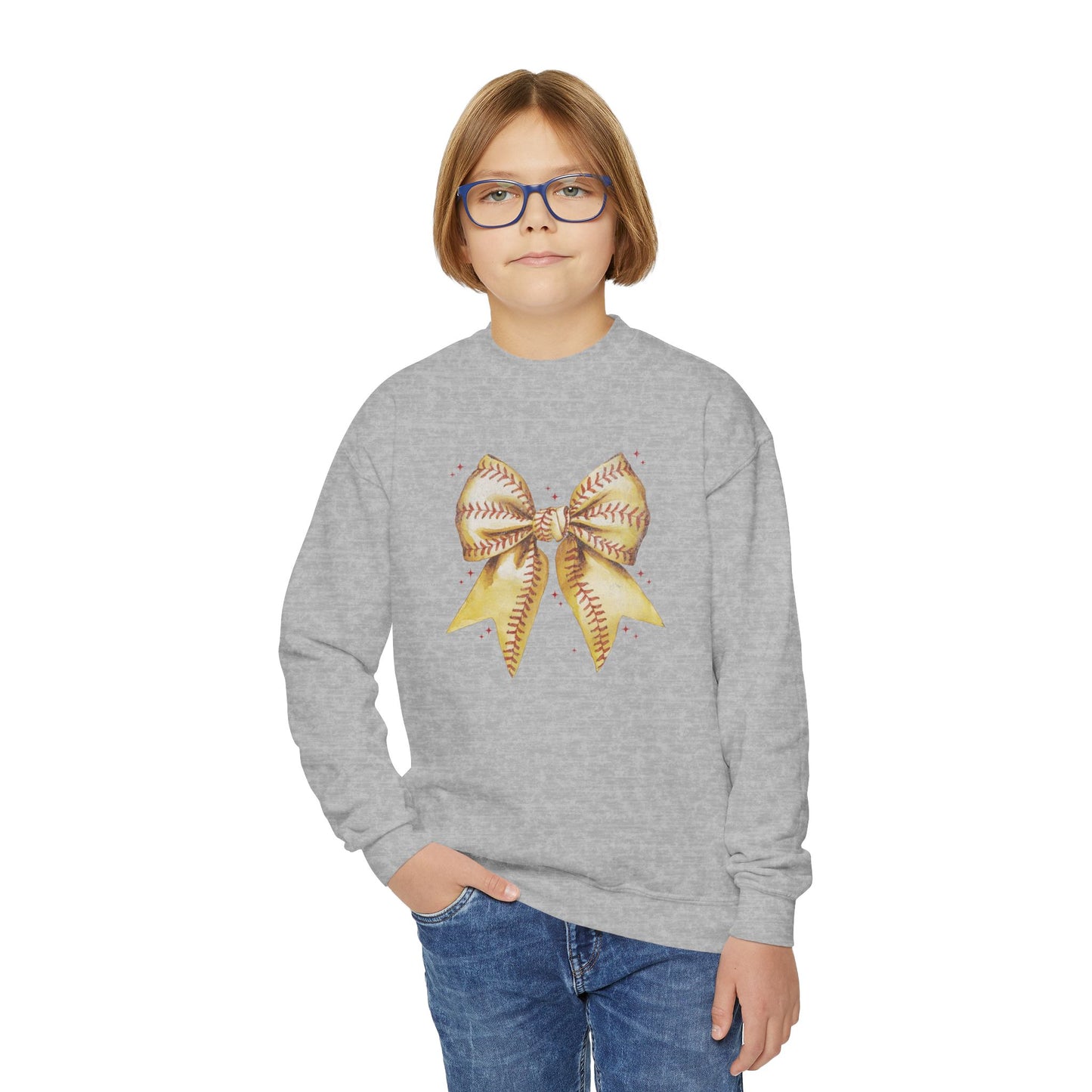 Game Day Softball Coquette - Youth Crew Sweatshirt