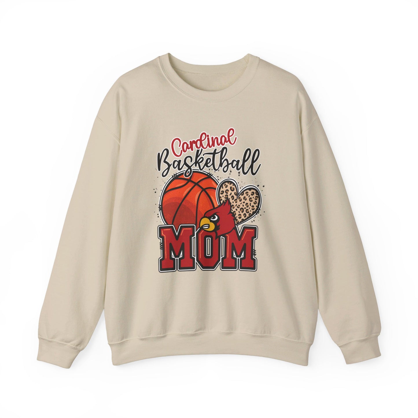 Cardinal Basketball Mom Leopard - Unisex Heavy Blend™ Crewneck Sweatshirt